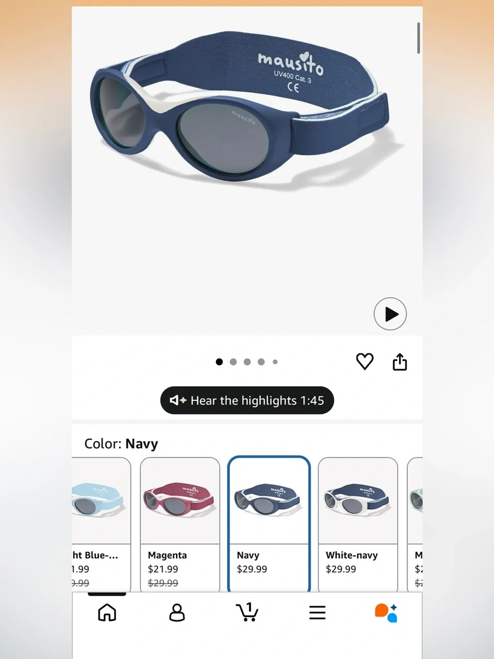 Mausito Kids Blue Adjustable Strap Sunglasses